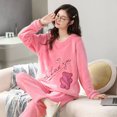 thumbnail image 1 of Pyjama Femme Automne Hiver Coréen kawaii à Rayures Ensemble de Pyjama Flanelle Chaud Tenue de Nuit Femme Mode Pijama Mujer Vêtements de Maison Pyjamas, 1 of 6