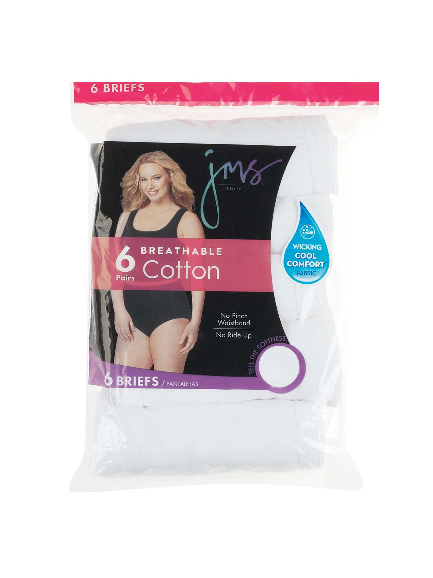 Just My Size 1810C6 Microfiber Smooth Stretch Brief Panty - 6 Pack