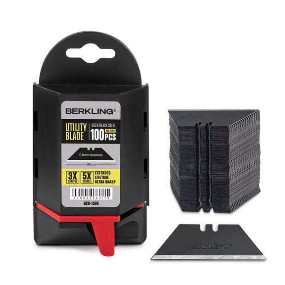 Berkling 100-Pack Utility Knife Blades, Blackened SK2H Steel, T-Shape