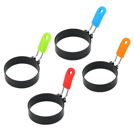 

iOPQO Cake Mould Ring Steel 4 Tool Stick Pancake Mold Pcs Cooking Eggs Shaper Stainless Frieds Non Kitchen，Dining & Bar omelette mold black blue orange green Multicolor