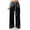 Black, variant on hoksml Women's Satin Side Stripe Track Pants Drawstring Elastic Waist Wide Leg Trousers with Pockets for Casual Streetwear
