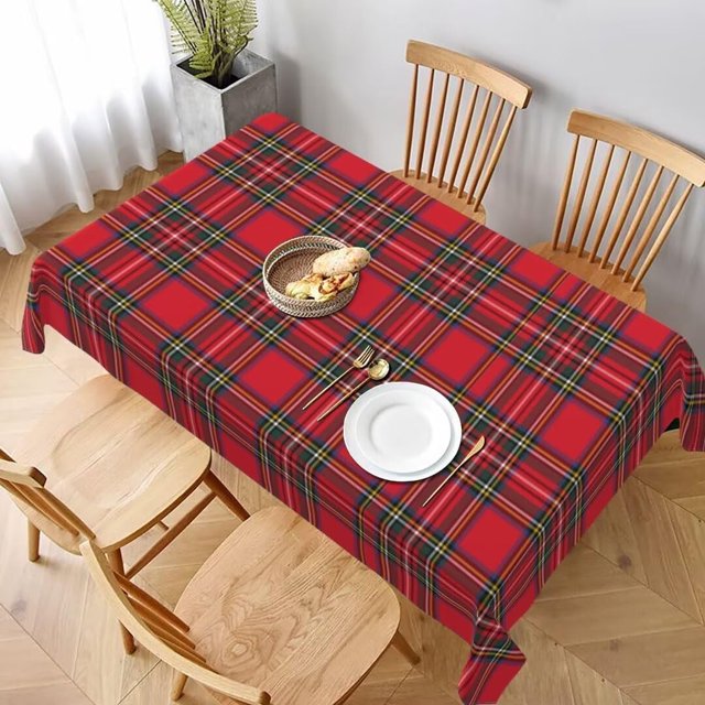 Nappe de Noël 60 x 84 Pouces Rectangle Rouge Vert à Carreaux Buffalo Nappe Anti-Poussière Résistante aux Plis Rustique pour Fête de Noël