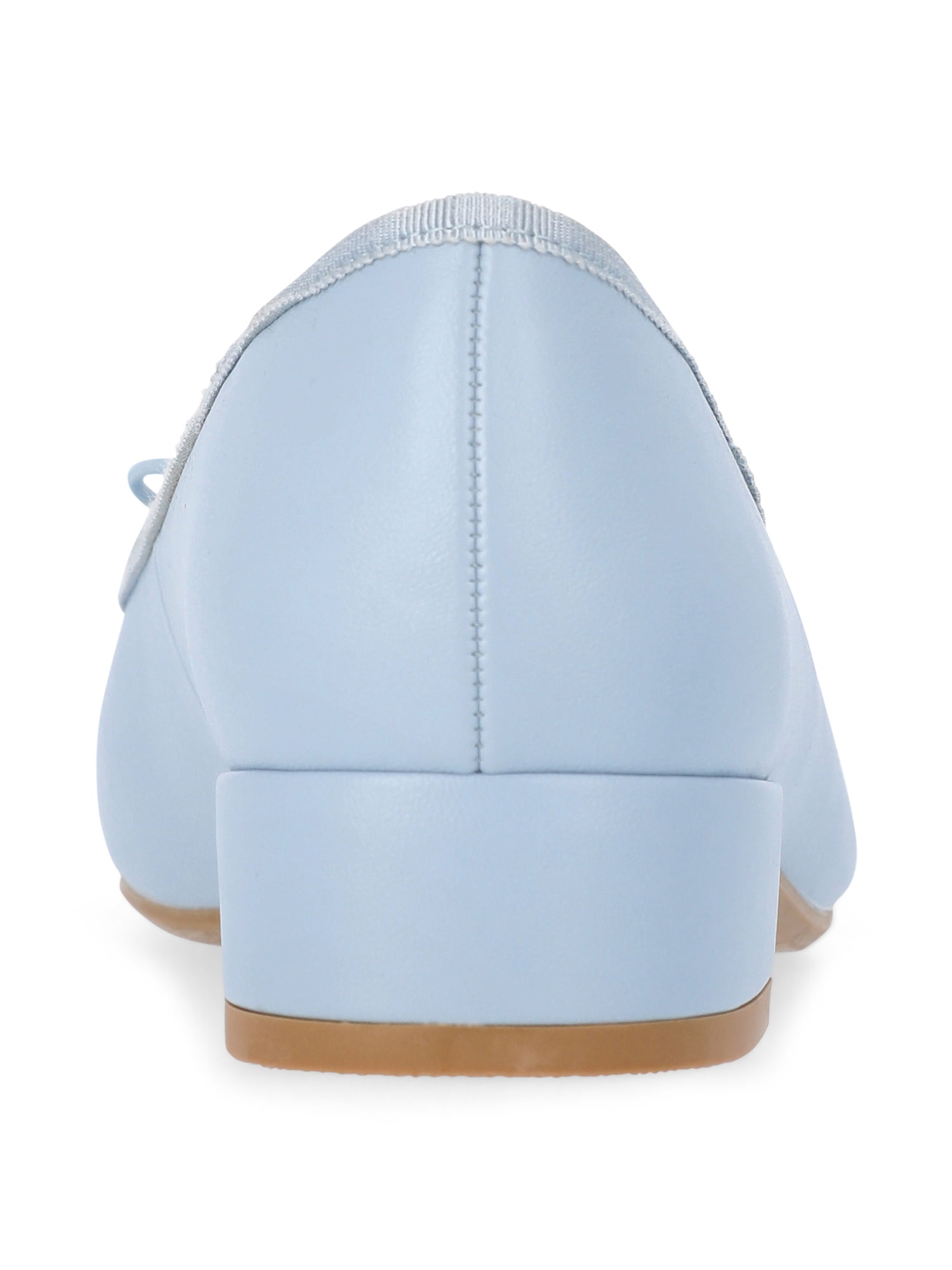 Time and Tru Women's String Bow Block Heel Ballet Shoes, Wide Width Available