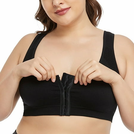 

Women s Breathable Bras for Sports Everyday Comfort Racerback Front Closure Daily Padded Underwear Bra (Medium Black)