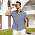 thumbnail image 3 of HAOMEILI Men's Casual Button Down Shirts Short Sleeve Linen Shirts Summer Beach Dress Shirt, 3 of 7