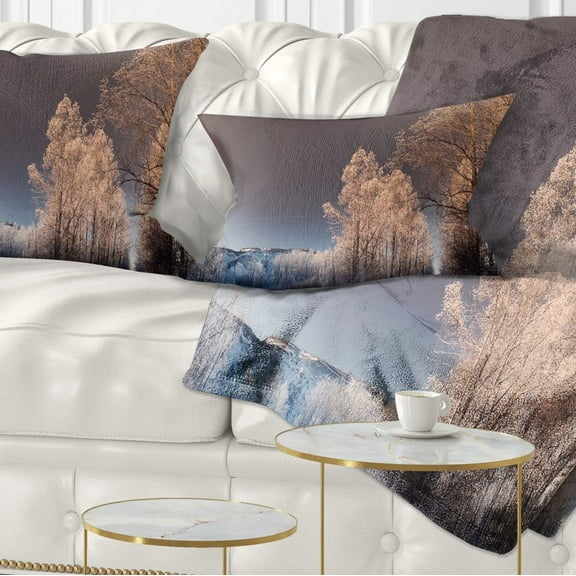 Designart Futuristic Winter Sky - Landscape Photography Throw Pillow - 12x20