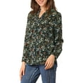 thumbnail image 4 of INSPIRE CHIC Women's Button Down V Neck Long Sleeve Floral Blouse 3XL Black, 4 of 7