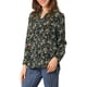 thumbnail image 4 of Blusa floral de manga larga con botones y cuello en V para mujer Inspire Chic 2XL negra, 4 of 7