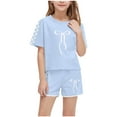 thumbnail image 2 of ATOGUTA Girls 2 Piece Sets T-Shirt Tops and Short Pants 2PCS Girls Summer Outfits Sky Blue, Size 5-14 Years, 2 of 6