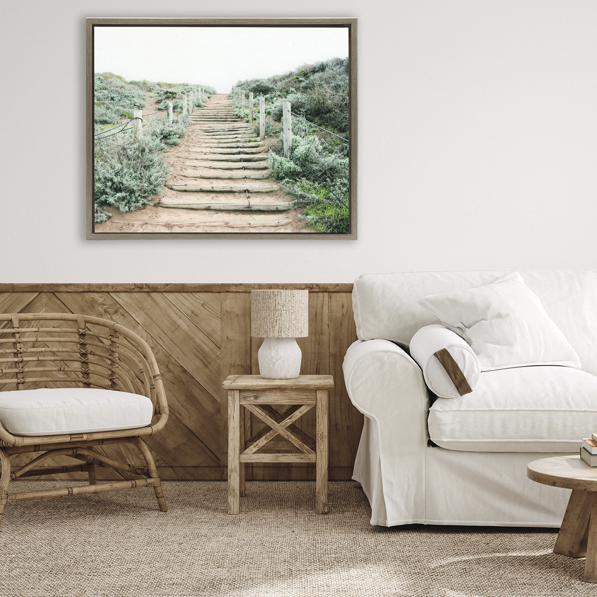 Stupell Industries Stairway To Heaven Path Brown Framed Floater Canvas Wall Art, design by Leah Noel Art