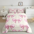 thumbnail image 3 of Manfei Dreamy Bowknot Bedding Twin Comforter Set, Yellow Pink Comforter Sets Twin Size, Princess Ribbon Reversible Comforters & Duvets, Breathable Bedroom Decorative, 2pcs, 3 of 9