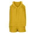 thumbnail image 4 of Aofany Women's 2 Piece Set, Sleeveless Short Summer Outfit, V-Neck Tank Top Elastic Waist Shorts Pocket Leisure Outfit Set, 4 of 4