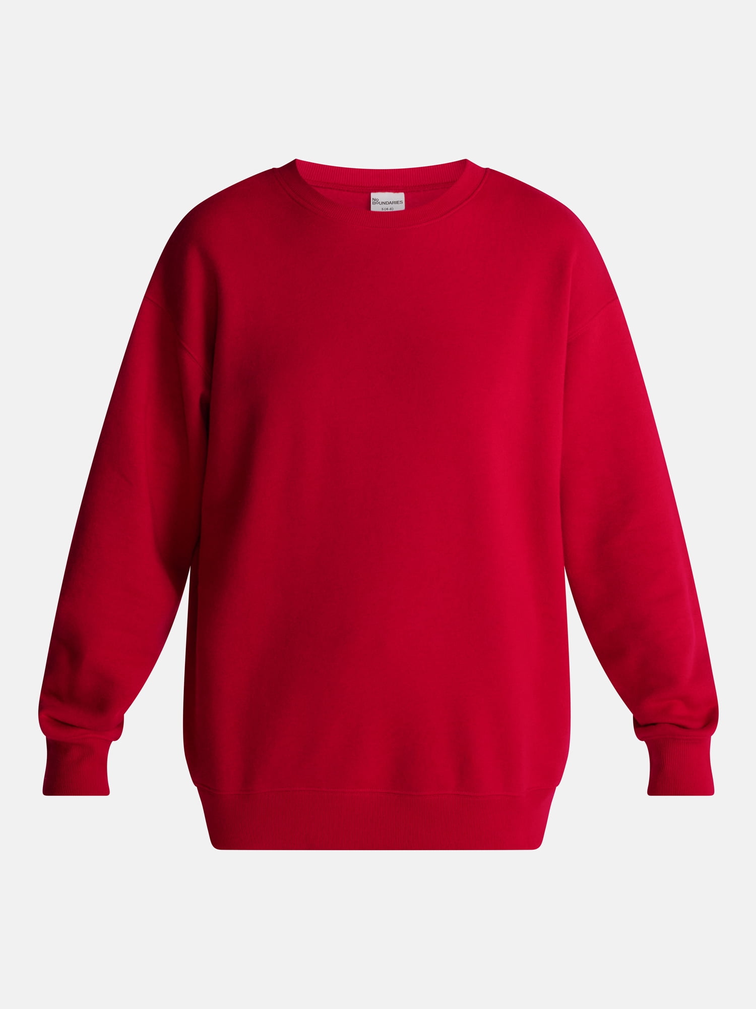 No Boundaries Oversized Fleece Sweatshirt with Long Sleeves, Women's Sizes XXS-4X