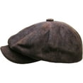 thumbnail image 2 of 100% Genuine Leather Dark Brown Mens Ivy Hat Golf Driving Ascot Flat Cabbie Newsboy, 2 of 8