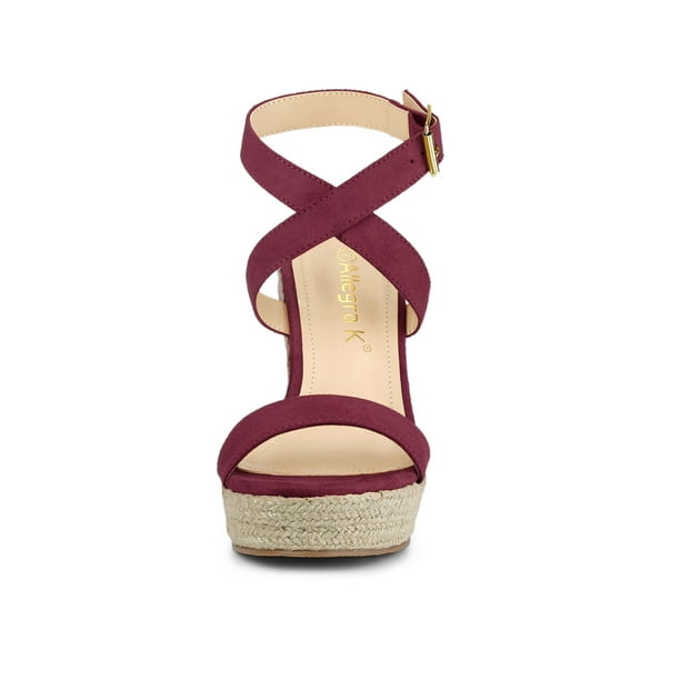 Allegra K Women's Platform Espadrille Wedge Heel Sandals Hot Pink 9
