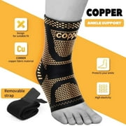 JIUFENTIAN Copper Ankle Brace for Women an Men Adjustable Compression Sleeve (Pair)-Ankle Support Heel Brace for Achilles Tendonitis, Plantar Fasciitis-Eases Swelling and Sprained Ankle