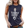 thumbnail image 3 of Trendfront Womens Skull Graphic Tops Figure Print Sleeveless Crewneck Casual Loose Fit Tank Tee Trendy Fashion T Shirts Daily Clothes, 3 of 6