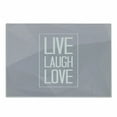 thumbnail image 1 of Live Laugh Love Cutting Board, Greyscale Polygonal Pattern Background with Rectangular Frame Words, Decorative Tempered Glass Cutting and Serving Board, Small Size, Pale Grey White, by Ambesonne, 1 of 1