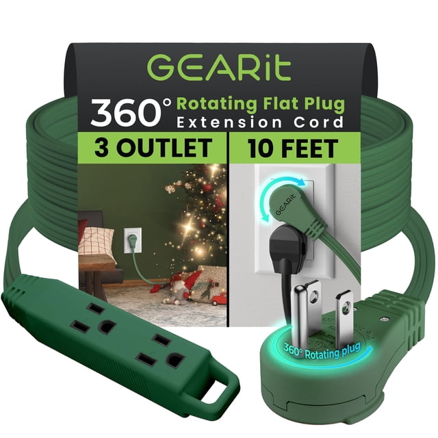 Cable de extensión GearIt 360, conector plano giratorio, 3 salidas, 3 m
