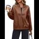 thumbnail image 1 of Chaqueta Informal de Sintético para Motocicleta, de Corta y Larga, para Mujer Marrón XL, 1 of 9