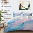 thumbnail image 3 of Light Pink Blue Marble Bedding Duvet Cover Set Twin Size 4 Pieces Modern Art Abstract Gold Texture Ombre Bedding Set with Zipper Closure, 1 Comforter Cover 68x86 Inches 1 Flat Sheet & 2 Pillow Cases, 3 of 7