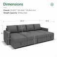 thumbnail image 2 of HONBAY Pull Out Sleeper Sofa Set Linen Couch Bed with Storage for Living Room, Grey, 2 of 9