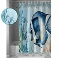 thumbnail image 3 of Small Stall Shower Curtain 48x72 Inch Narrow Half Size Coastal Ocean Fish Bath Curtains Bathroom Decor Summer Watercolor Coral Waterproof Fabric Shower Curtain Set with Hooks 48 Inch, 3 of 6