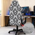 thumbnail image 6 of Whosucclay Grey Skull Floral Print Gaming Chair Cover, Stretchable Elastic Computer Desk Chair Cover with Armrest Covers, 4Pcs Soft Non Fading Office Chairs Covers Slipcovers, 6 of 8
