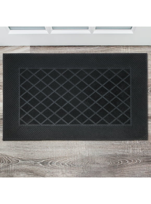 Black Rubber Pin Outdoor Doormat, Mainstays, 16" x 24"
