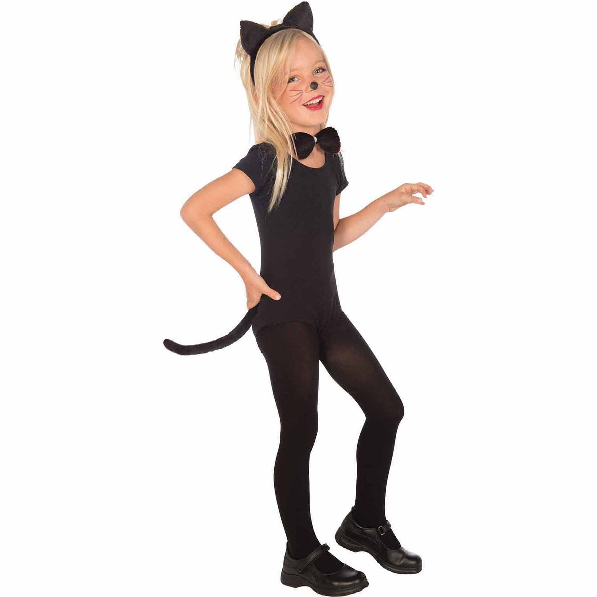 Child Cat Set Headband Bowtie Tail Ears Halloween Kitty Fancy Dress Accessory 