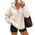thumbnail image 2 of Womens Oversized Quarter Zip Hoodies,Comfy Long Sleeve Sweatshirts,Casual Loose Fit Fall Fashion Clothes For Daily，Workout & Travel 2XL, 2 of 5