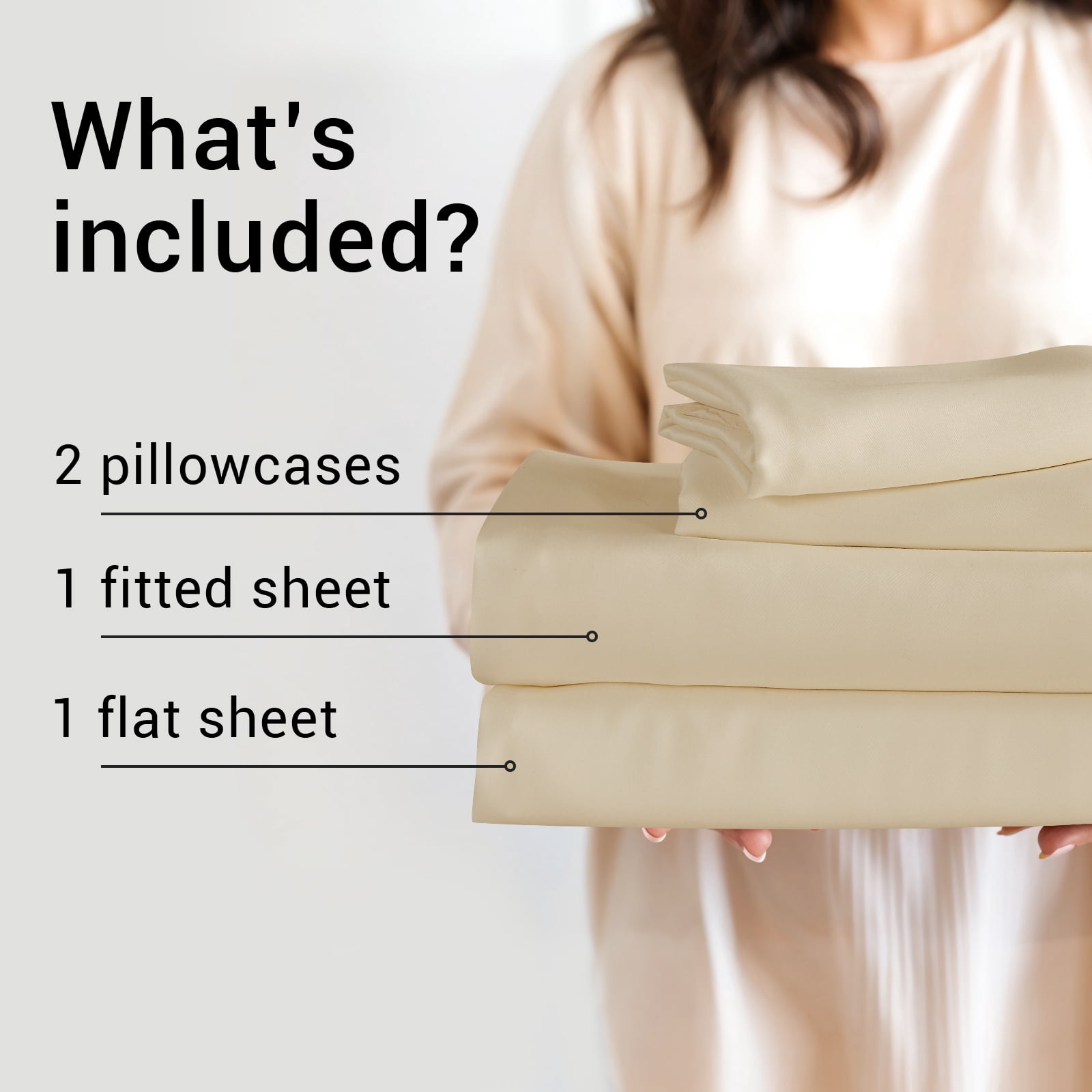 Hitime 4PC Bamboo Queen Sheet Set, Deep Pocket Fit 16", Breathable Super Soft Luxury Hotel Style Home Decor Queen Size Sheet Set, Gift for Women, Men - 2 Pillowcases, 1 Flat Sheet, 1 Fitted Sheet