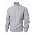thumbnail image 2 of Men'S Mock Neck Vertical Cable Knit Long Sleeve Pullover Sweater Gray XXXL, 2 of 7