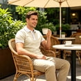 thumbnail image 6 of OIOLOYJM Mens Golf Shirts Short Sleeve Mesh Contrast Collar Casual Quick Dry Breathable Polo Shirts Trendy Business Gym Collared Clothes Beige 3XL, 6 of 6