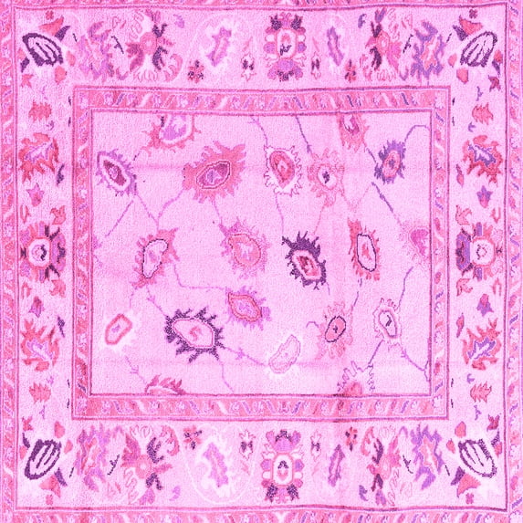 Ahgly Company Indoor Square Oriental Pink Traditional Area Rugs, 7' Square