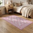 thumbnail image 2 of ODIKA 5'x7' Washable Area Rug Pink Coquette Lattice Ribbon Tiny Round Shaped Bows Dainty for Guest Room, Lounge, Apartment, Non-Slip Low Profile, Stain Resistant, 2 of 7