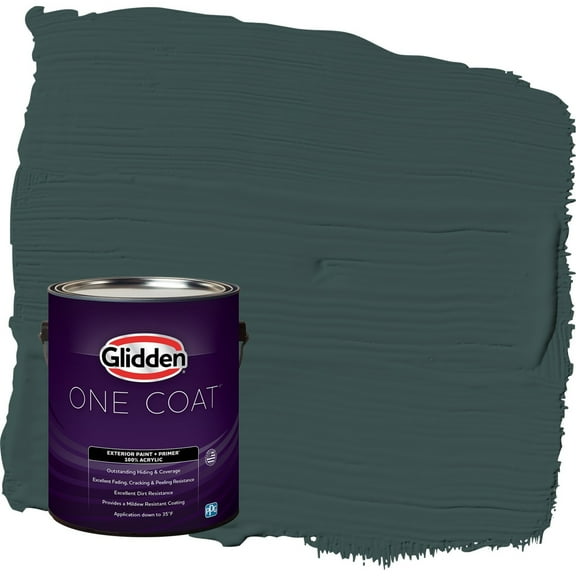 Glidden One Coat Night Watch / Green Satin Exterior Paint with Primer, 1 Gallon