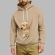 thumbnail image 4 of Ceisia Pet Carrier Hoodie Long-Sleeve for Men with Cotton Fabric Solid Color Drawstring Dogs Cats Pockets Beige XXXXL Gift, 4 of 5