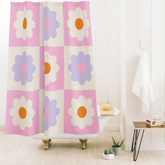 Society6 Grace Retro Flower Pattern S Shower Curtain 71" x 74"