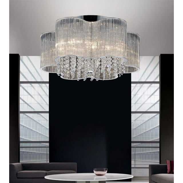 7 Light Drum Shade Flush Mount with Chrome finish