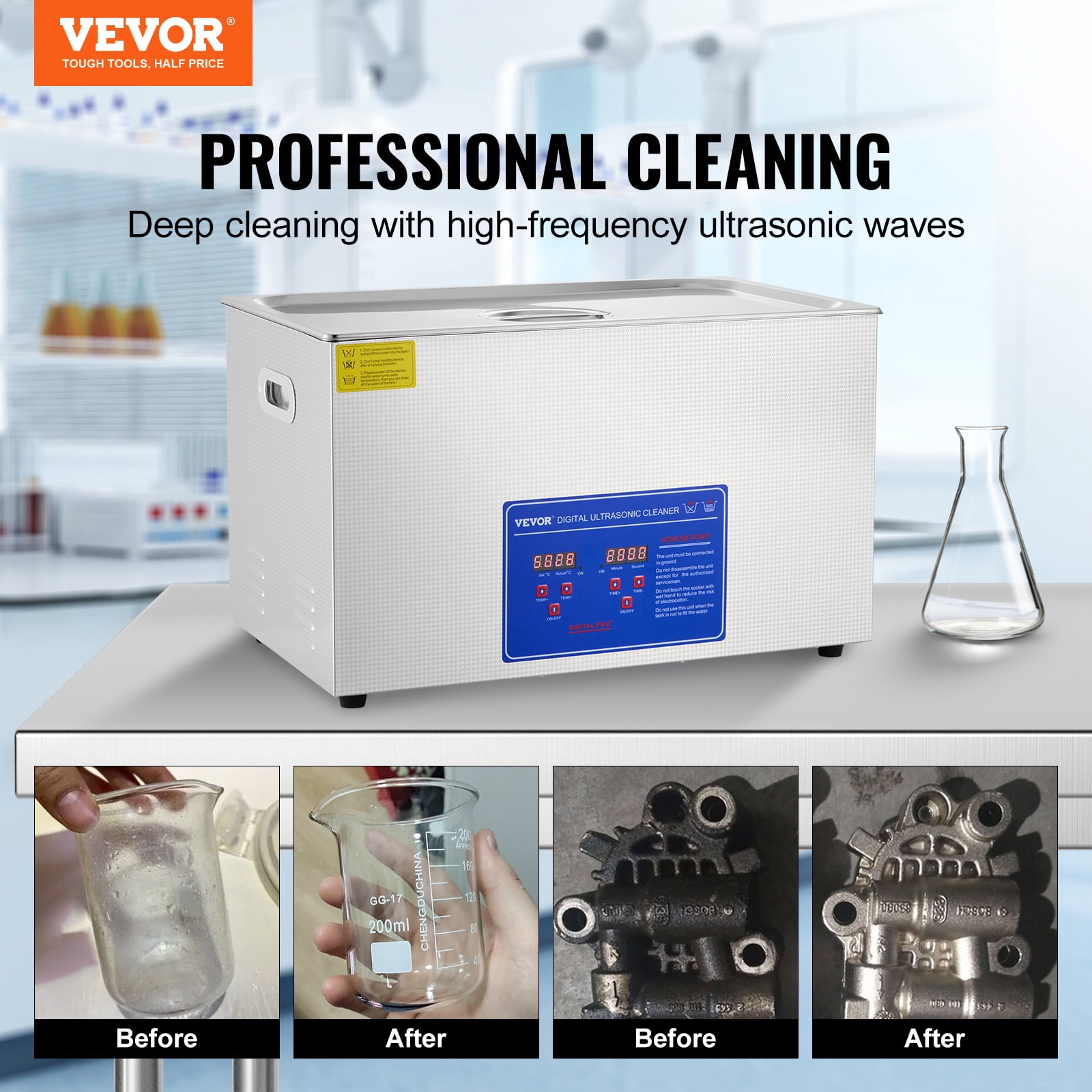 BENTISM New 26-30L Heater Timer Bracket Jewelry Cleaning Digital Stainless Steel Ultrasonic Cleaning Machine