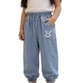 thumbnail image 6 of Shadoumai Girls Denim Pants Summer Lightweight Soft Loose Fit Casual Long Trousers for Toddler Kids Baby Proof, 6 of 7