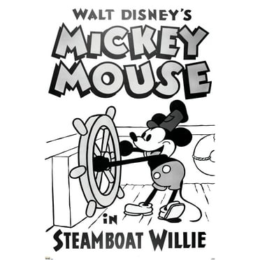 24X36 Disney Mickey Mouse - Steamboat Willie Wall Poster, 24" x 36"