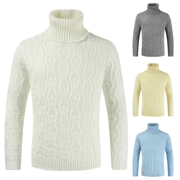 Otoño e invierno Nuevo ocio Viaje diario Tendencia Personalidad Color sólido Cuello alto Suéter de hombre Pompotops oipoqjl19224