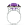 thumbnail image 2 of ANGARA Natural Claw-Set Cushion 8 ct Amethyst Halo Ring with Filigree in 14K White Gold for Women (Size-13mm) | February Birthstone, Anniversary, Jewelry Gift for Women | Natural Amethyst Ring, 2 of 9