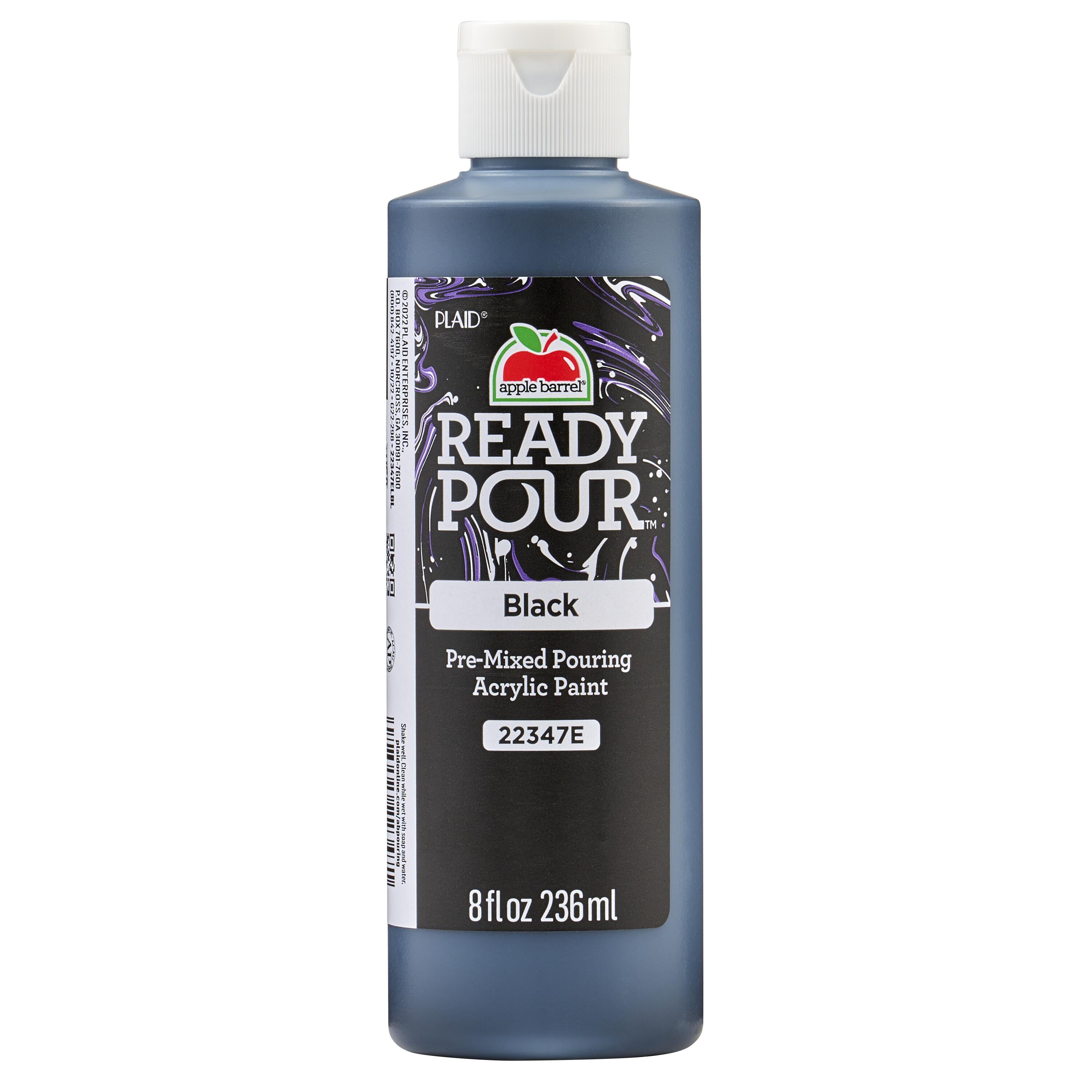 (3 pack) Apple Barrel Ready Pour Pre-Mixed Pouring Acrylic Craft Paint, Black, 8 fl oz