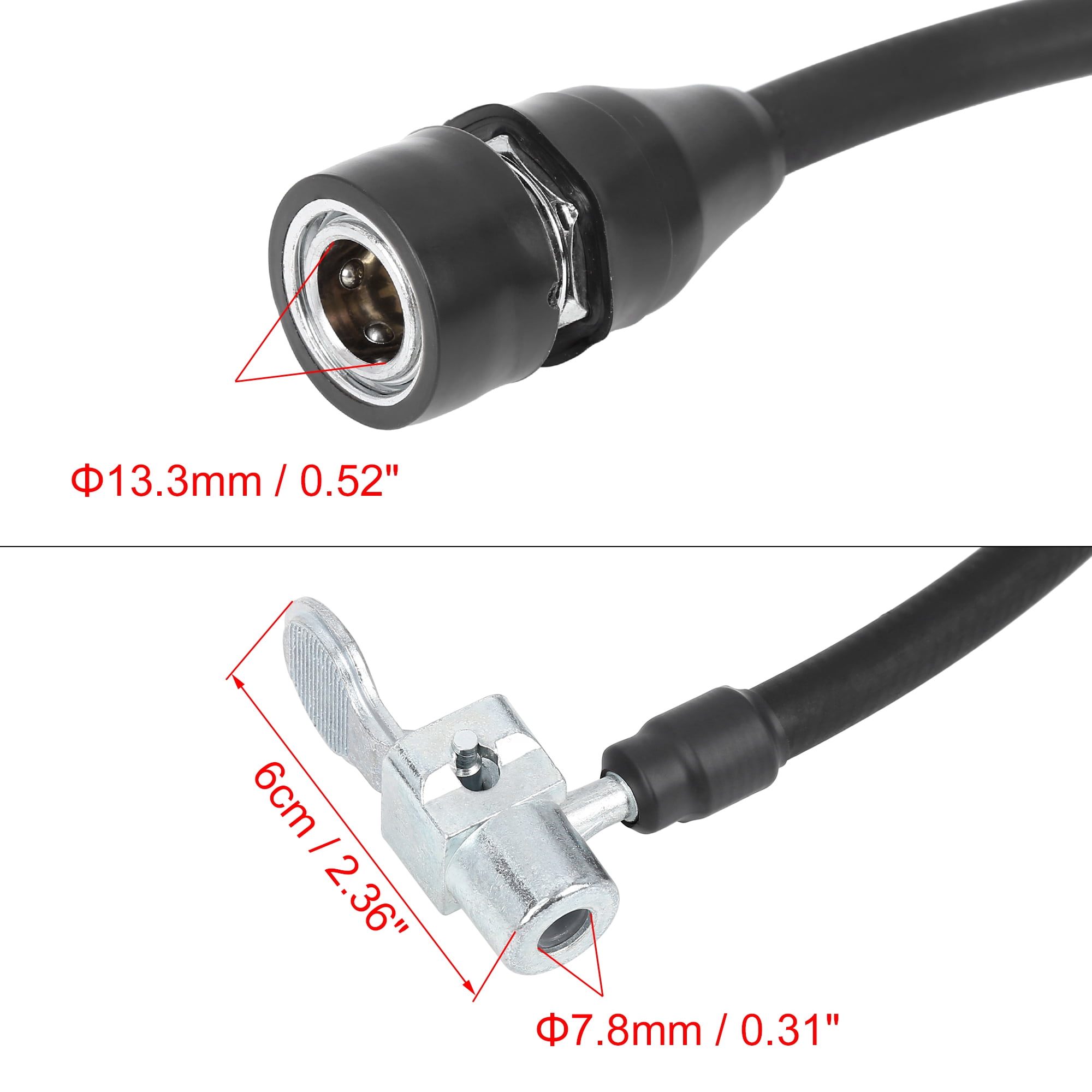 Unique Bargains 39.37" Tire Chuck Inflator Pump Hose Adapter for Car Bike