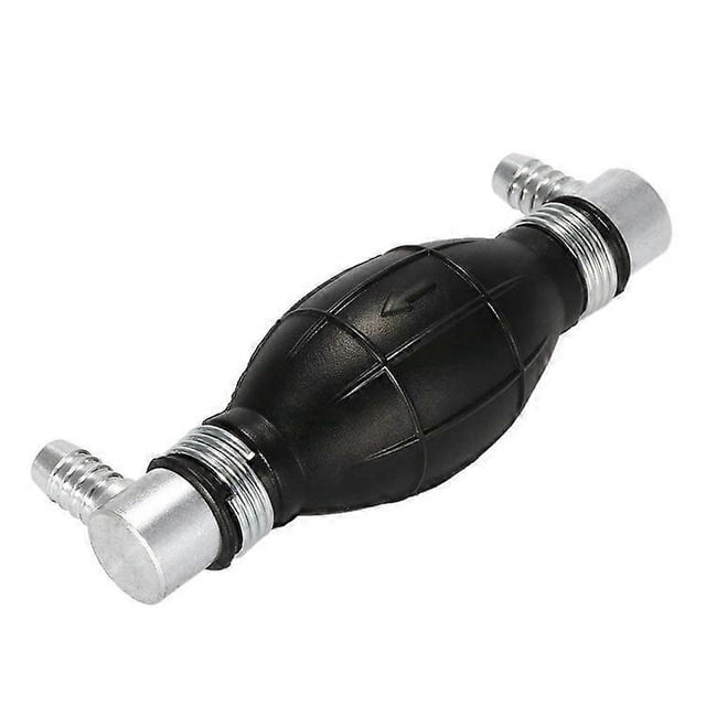 Bomba de cebado universal para sistemas de combustible diésel o gasolina, con ángulo de 90° en ambos lados, salida de 8 mm y válvula antirretorno.