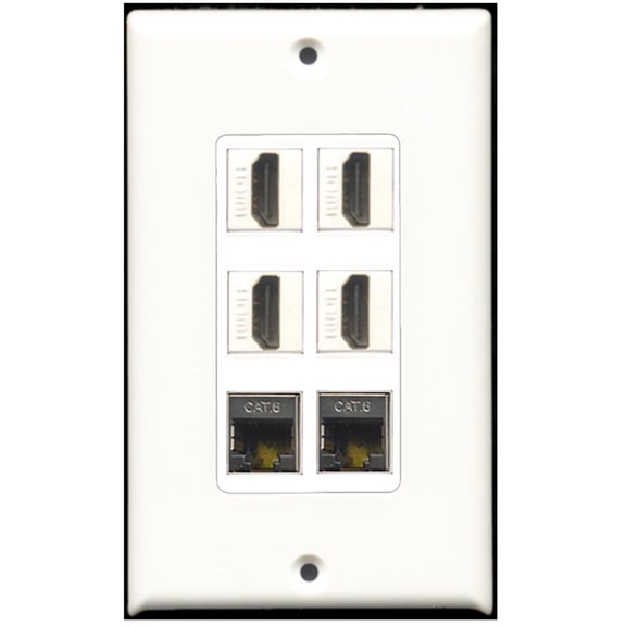 Ultra Spec Cables 4 Port HDMI 2 Port Shielded Cat6 Ethernet Wall Plate DecorZ