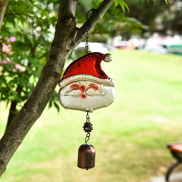 Xihbxyly Campana de Viento Navideña, Colgante Creativo de Papá Noel de Hierro, Campanas Coloridas y Crujientes, Decoración para Balcón y Jardín, Sonido Relajante para El Hogar, Fácil de Instalar, Tam